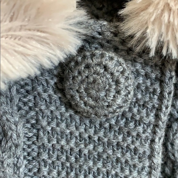 Mayoral Chic grey and fur trim woven sweater coat - Picture 2 of 8